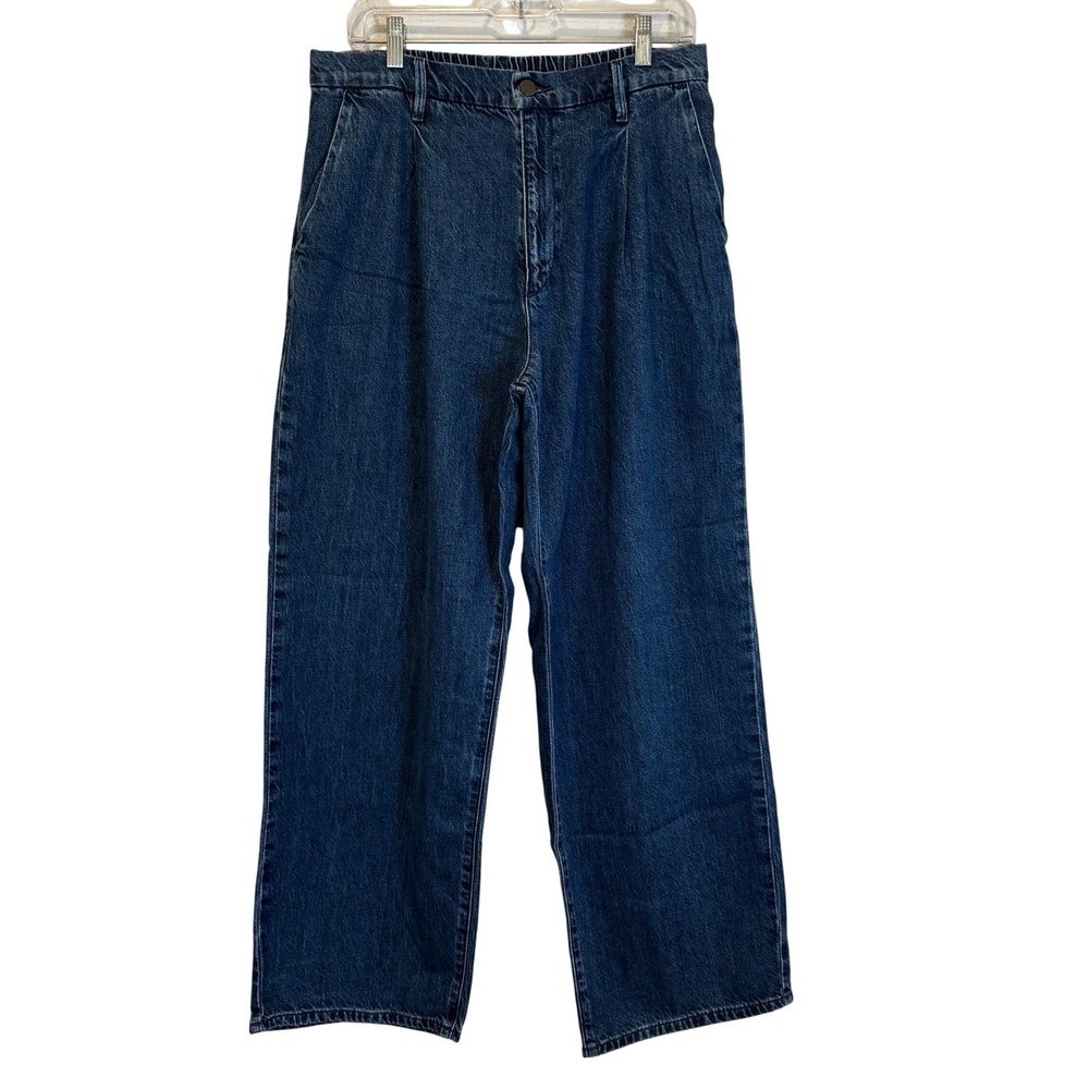 UNIQLO Pants Jeans Wide Leg Relaxed Size Large Elastic Waist Linen Boho Comfy